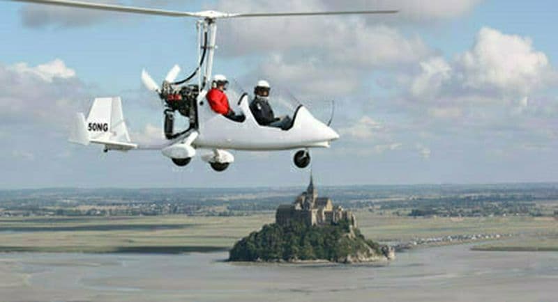 Baptême en ULM Autogire au dessus du Mont-Saint-Michel