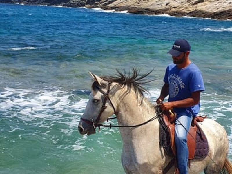 Randonnée à cheval dans la mer à Neos Marmaras, en Chalcidique
