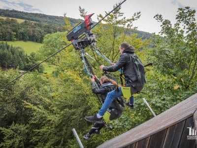 Tyrolienne géante du viaduc de la Souleuvre en Normandie (400 m)