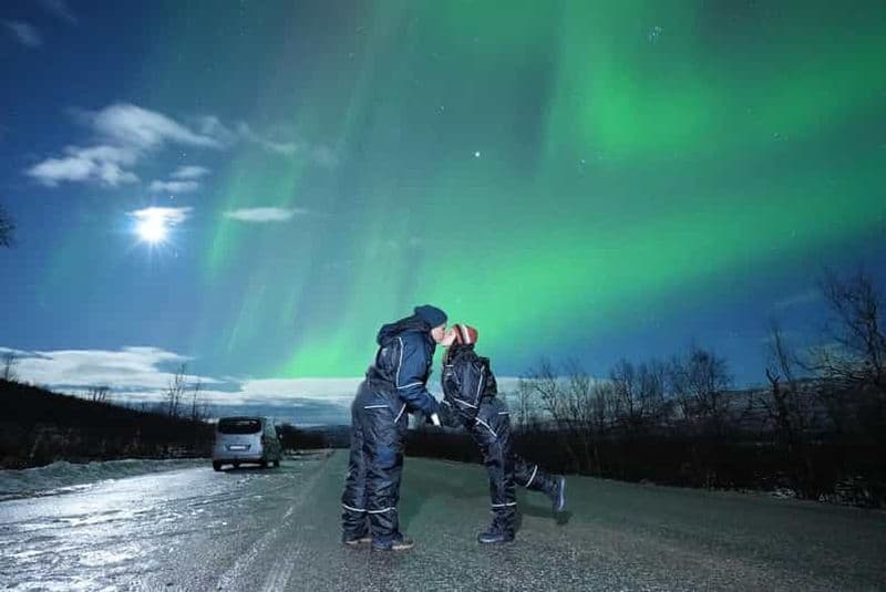 Au départ de Tromsø : excursion en minibus pour observer les aurores boréales avec photos