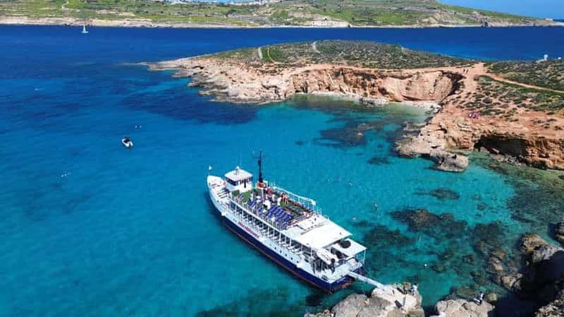 Comino : croisière en bateau dans le lagon bleu et les grottes