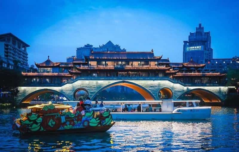 Chengdu : croisière nocturne sur la rivière Jinjiang avec un guide