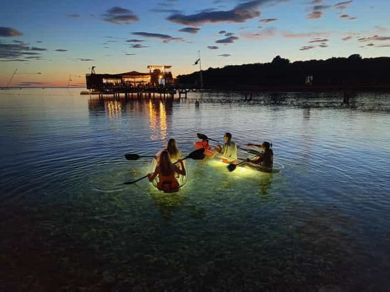 Pula : Coucher de soleil dans les grottes / visite nocturne en kayak transparent