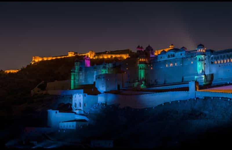 Spectacle son et lumière du fort d'Amber de Jaipur avec dîner