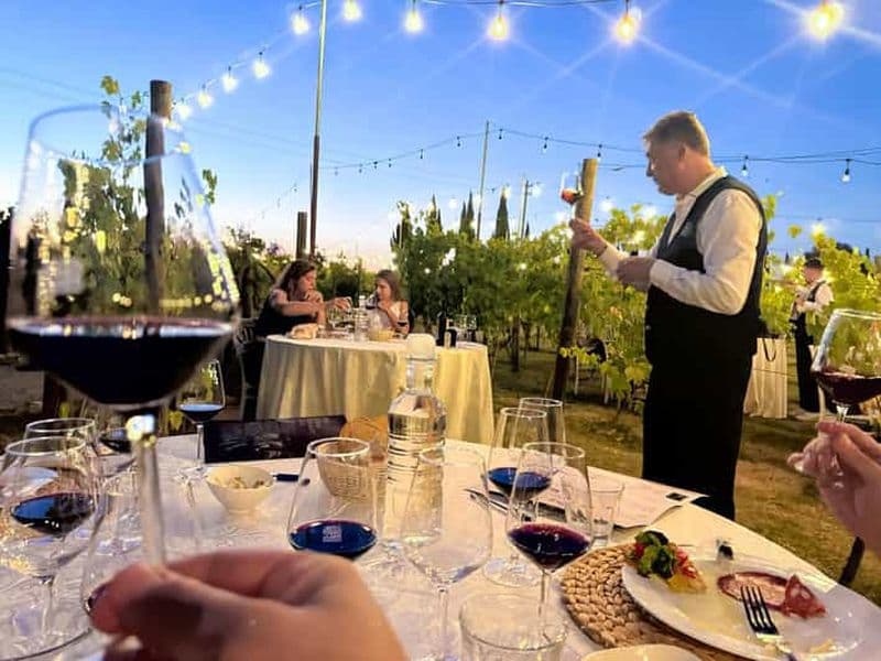 Billet Dîner au coucher du soleil parmi les vignes – Petit groupe depuis Sienne