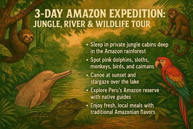 Expédition de 3 jours en Amazonie : jungle, rivière et faune