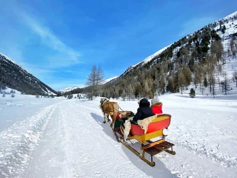 Livigno : promenade en traîneau tiré par des chevaux avec des couvertures
