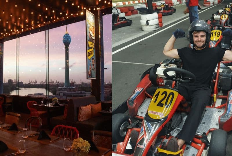 Colombo : Karting et dégustation de cuisine de rue sur le toit d'un bar