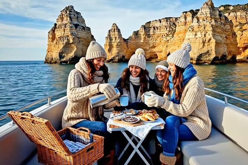 Grottes privées de la mer d'Algarve avec chocolat chaud (Spécial hiver)