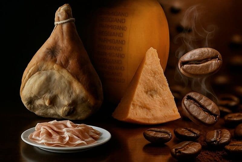 Parme: Parmigiano Reggiano, Jambon de Parme, torréfaction artisanale de café