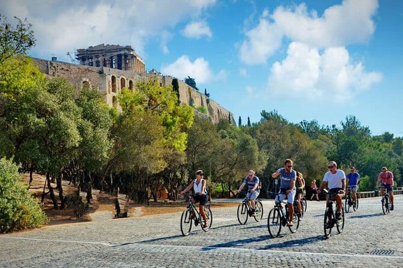 Visite panoramique d'Athènes en vélo électrique avec visite facultative de l'Acropole