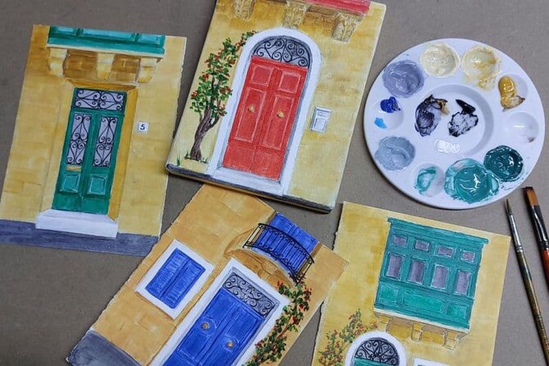 Maltese Balcon Mains Sur Art Classe Peinture Expérience