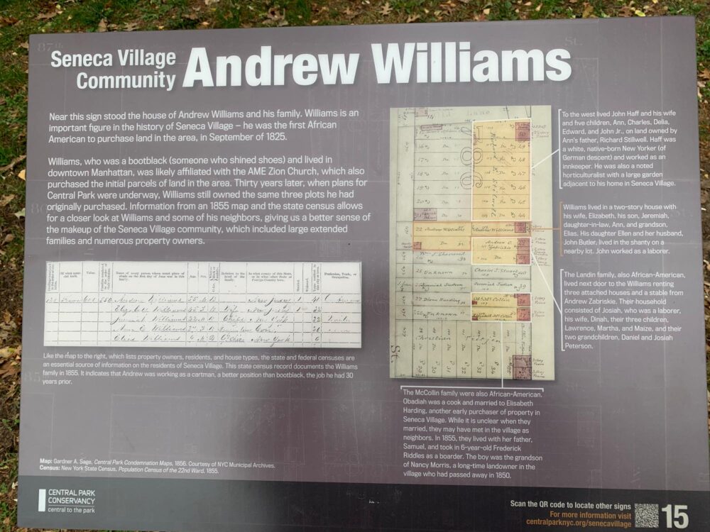 explication Seneca Village à Central Park