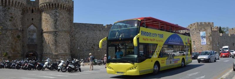 Bus touristique de Rhodes + Balade en bateau à fond de verre