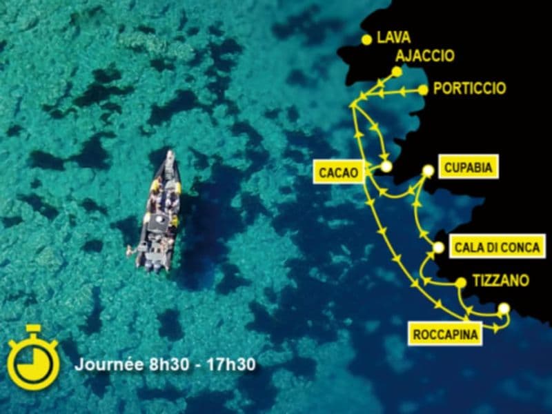 Tizzano destination snorkeling en bateau depuis Porticcio