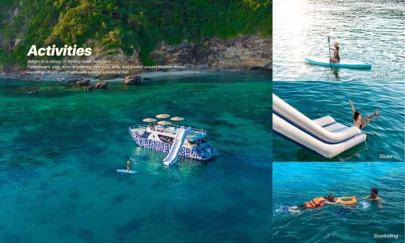 Phuket : Excursion en catamaran de luxe sur l'île de Phi Phi Maiton au coucher du soleil