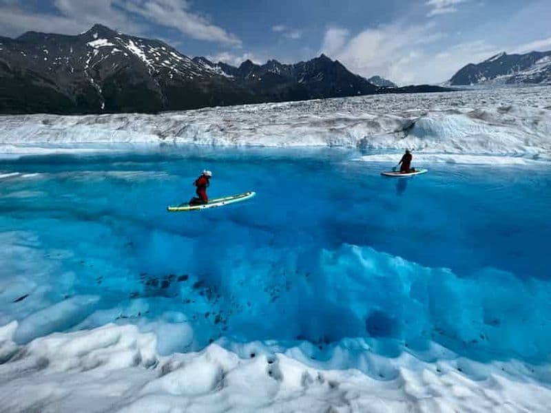 Anchorage : Excursion en hélicoptère et planche à pagaie sur le glacier Knik