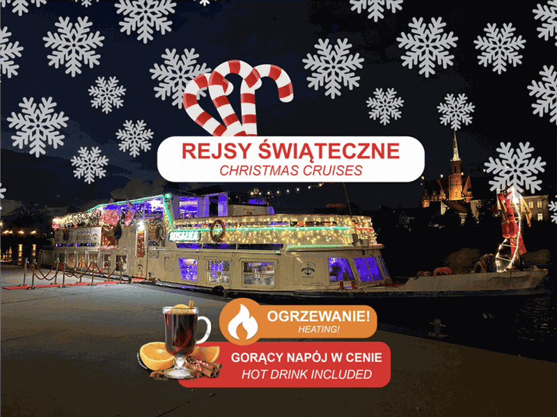 Wrocław : croisière de Noël en bateau chauffé avec vin chaud