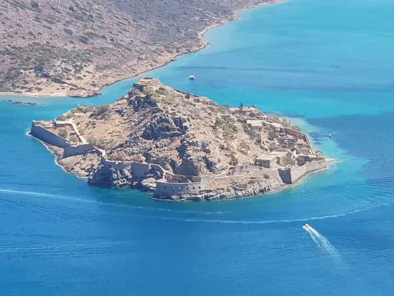 Île Spinalonga, grotte de Milatos, bateau à moteur, dégustation d'olives