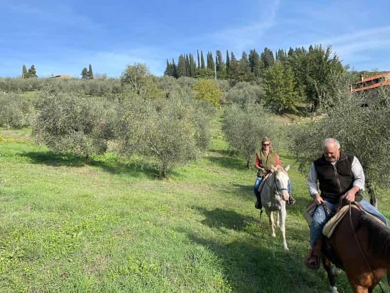 Au départ de Florence : Randonnée à cheval et dégustation d'huile d'olive et de produits alimentaires