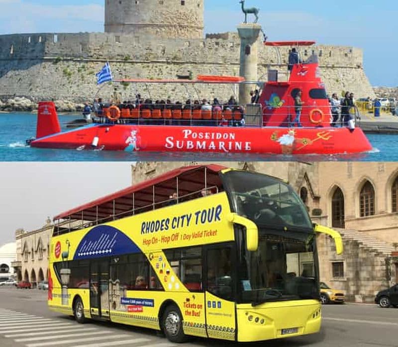 Rhodes : Billet combiné - Bus à arrêts multiples et croisière sous-marine