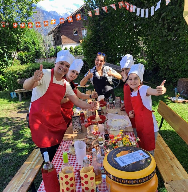 Swiss cheese fondue cooking class experience