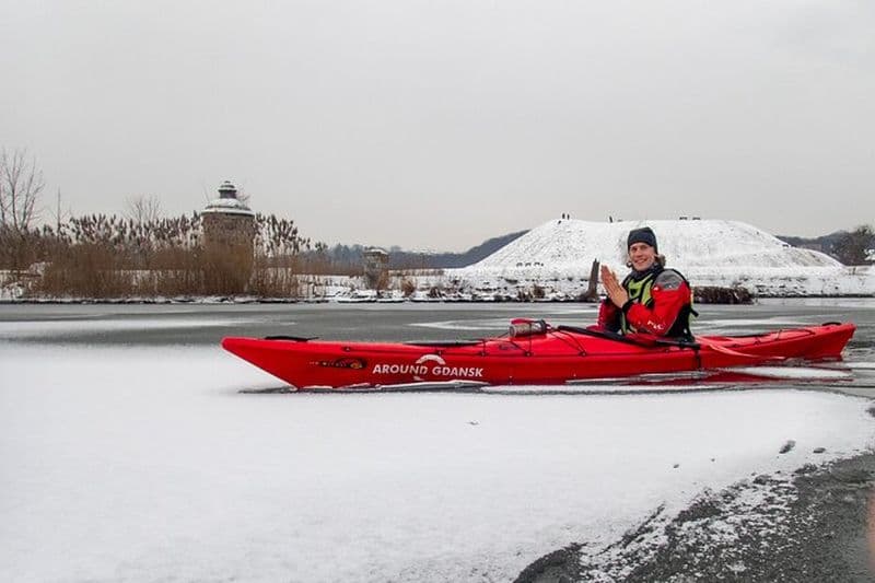 Billet Visite guidée de kayak d'hiver à Gdańsk et friandise de chocolat chaud