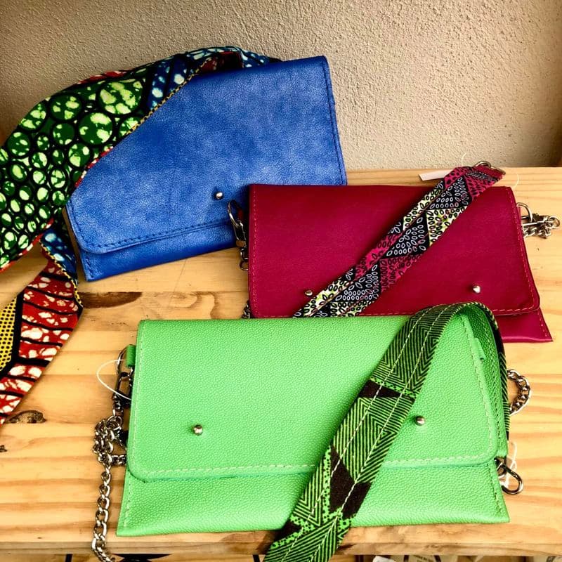 Billet Créez votre pochette en cuir et tissu wax